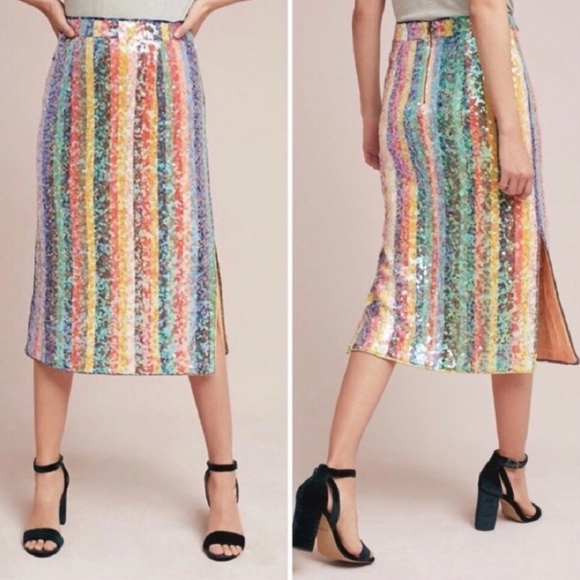 Anthropologie Maeve Sequin Paillette Pencil Skirt